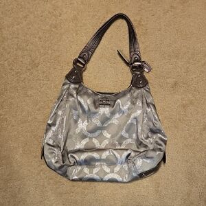 Coach Silver and Gray Shoulder Bag
